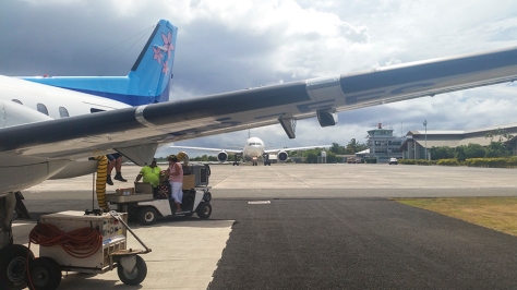 Big plane, little plane. Air New Zealand to Rarotonga, then Air Raro to Aitutaki